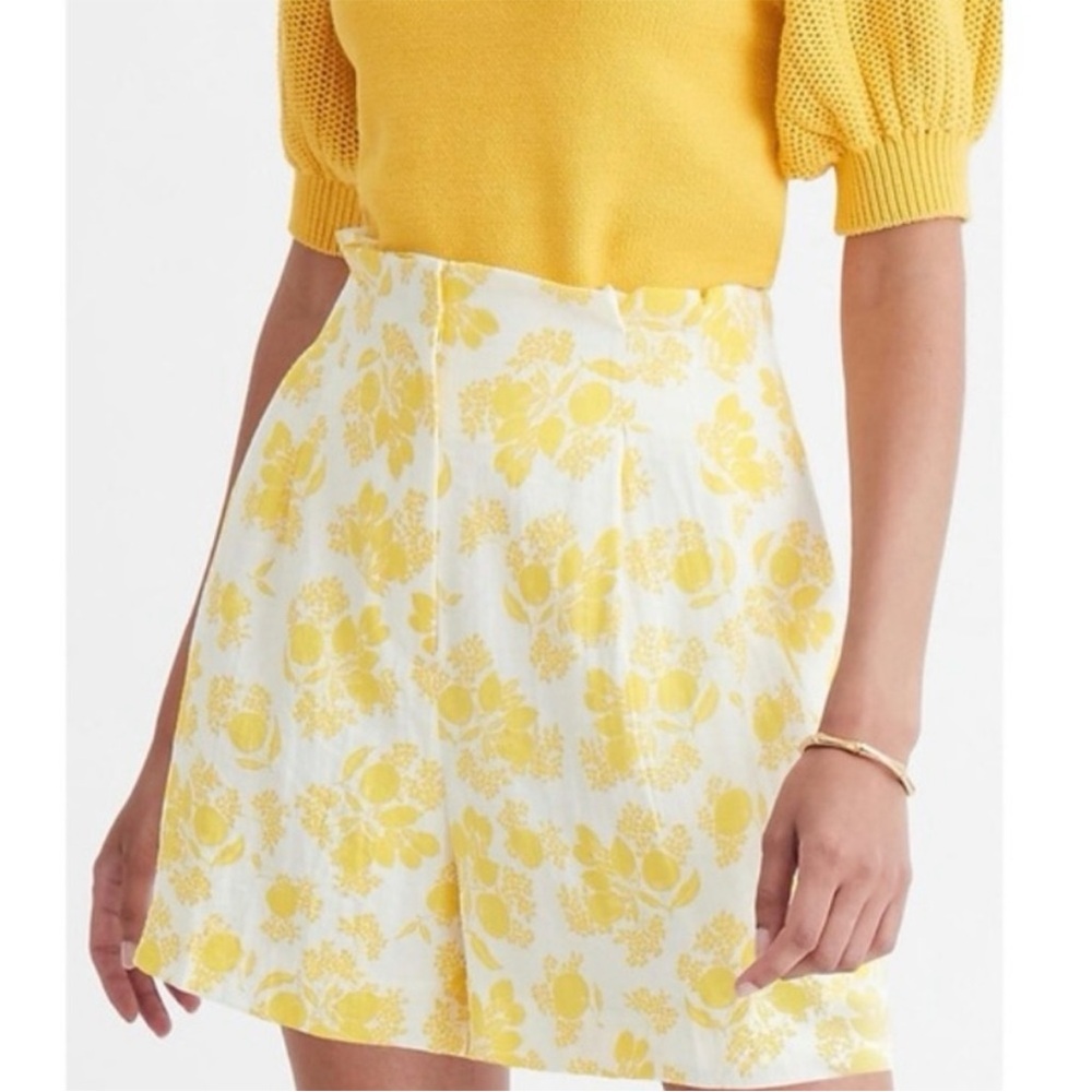 Ann Taylor Yellow Floral High-Waist Shorts